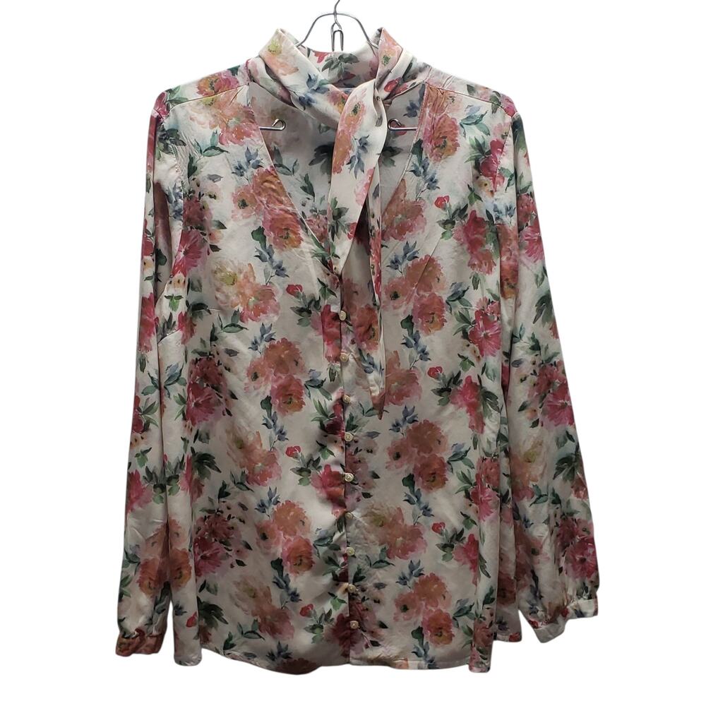Tolani Collection Premium Asha Floral Long Sleeve Blouse M Boho Romantic